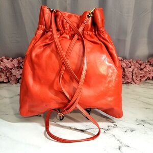 HOBO 'Prose' Orangish/Red Cinched Top Leather Crossbody & Shoulder Purse